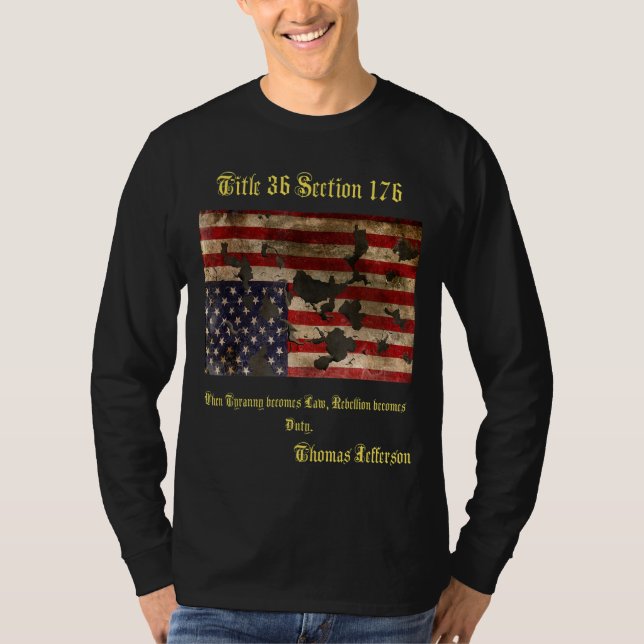 War Torn American Flag Distressed Upside Down T-Shirt (Front)
