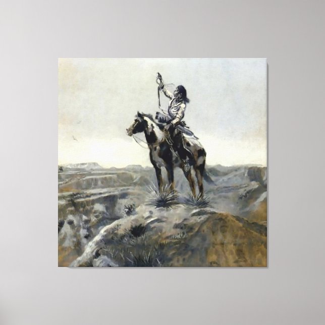 “War” Western Painting by Charles M Russell Canvas Print (Front)