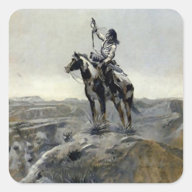 “War” Western Painting by Charles M Russell Square Sticker (Front)