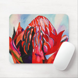 Waratah Australian native flower watercolor Mouse Mat