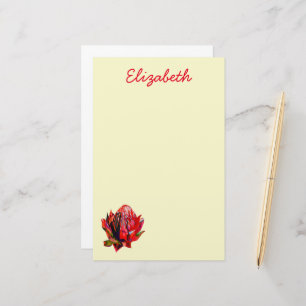 Waratah Australian native flower watercolor Stationery