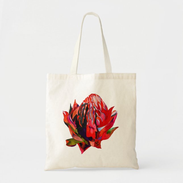Waratah Australian native flower watercolor Tote Bag (Front)