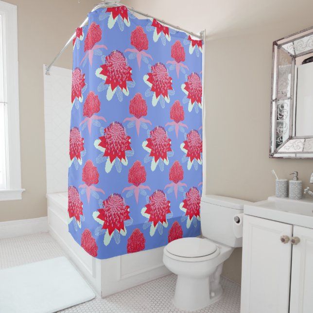 Waratah Shower Curtain (In Situ)