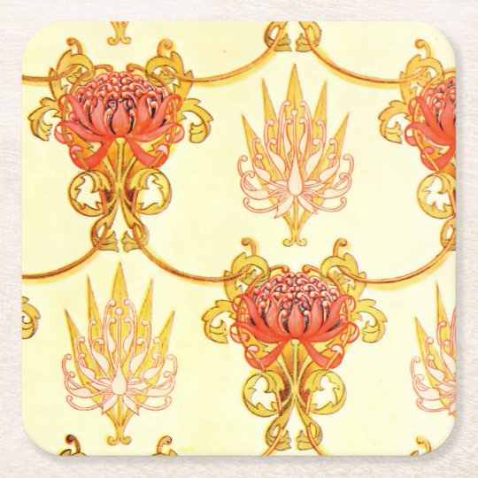 Waratah Wall Paper Pattern Square Paper Coaster