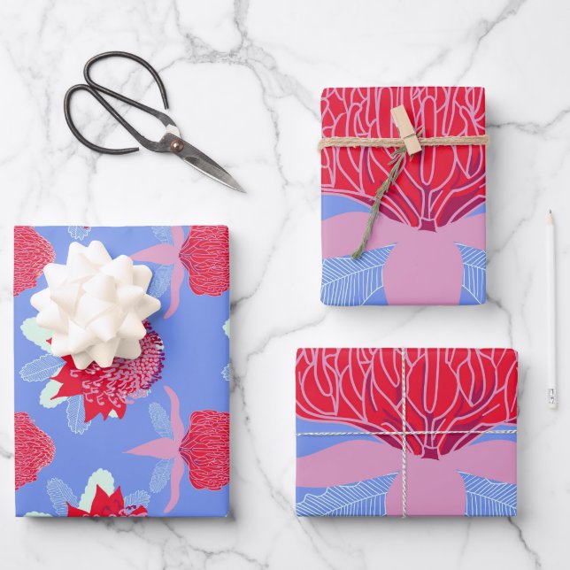 Waratah Wrapping Paper Sheet (Front)