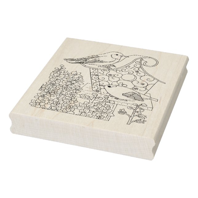 Warbler and Larkspur Rubber Stamp (Stamp)