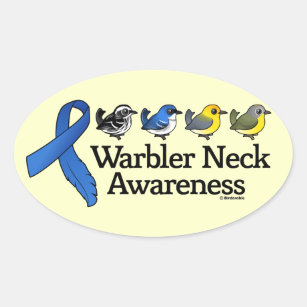 Warbler Neck Awareness Ribbon Oval Sticker