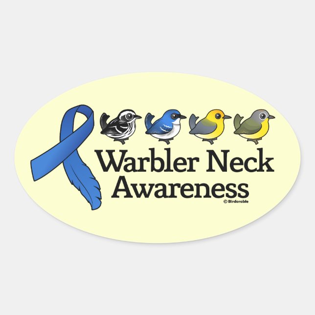 Warbler Neck Awareness Ribbon Oval Sticker (Front)