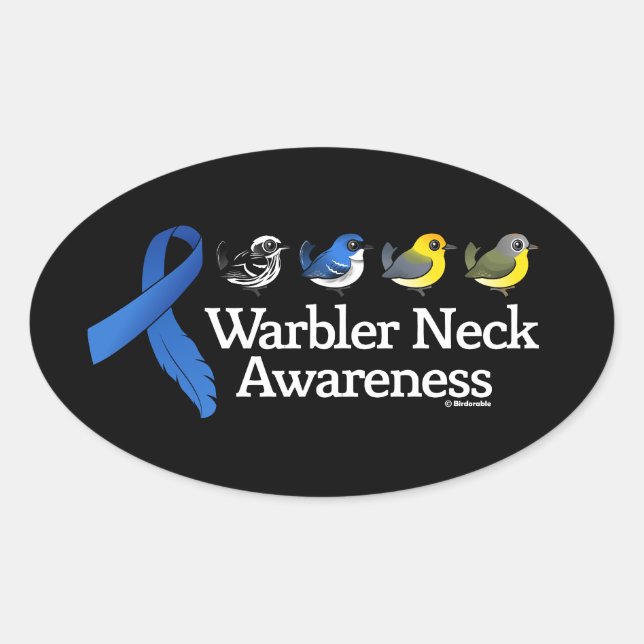 Warbler Neck Awareness Ribbon Oval Sticker (Front)