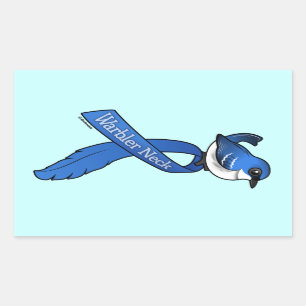 Warbler Neck Ribbon Cerulean Rectangular Sticker