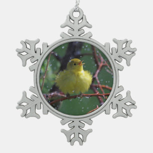 Warbler Snowflake Pewter Christmas Ornament
