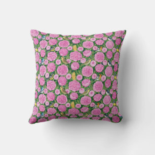warblers and peonies cushion