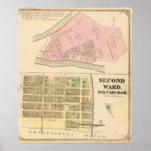 Ward 2 of Pittsburgh, Pennsyvania 1784 map Poster