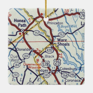 Ware Shoals and Honea Path SC Ceramic Ornament