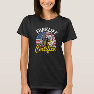 Warehouse American Flag Forklift Operator Forklift T-Shirt