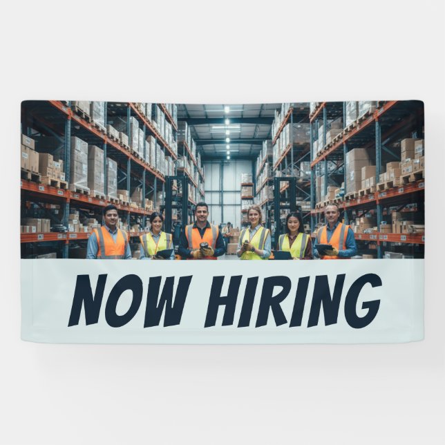 Warehouse NOW HIRING Banner Customisable Logistics (Horizontal)