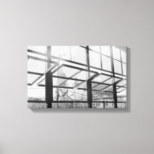 Warehouse Windows, Black and White Photo (Canvas) Canvas Print