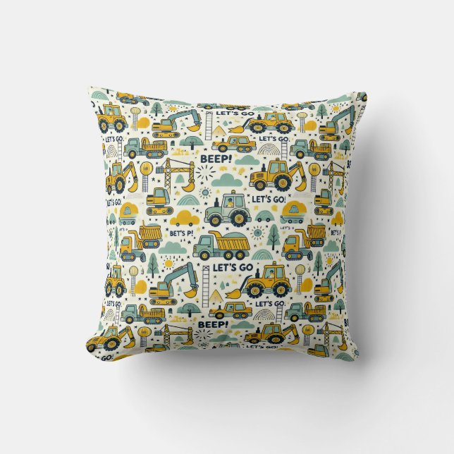 Warious construction vehicles cushion (Front)