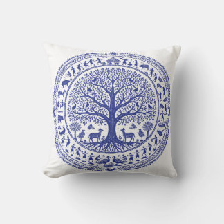 Warli Art Indian Tribal Illustration | Minimalist  Cushion