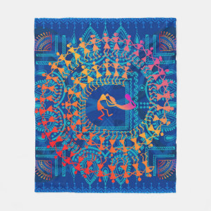 Warli painting - hand drawn traditional the ancien fleece blanket