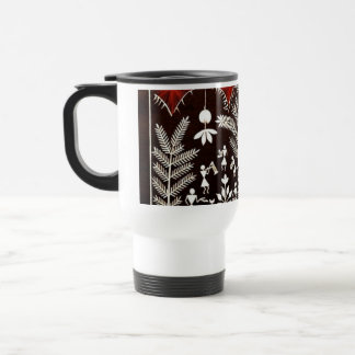 Warli Tribal Tree of Life -wood walart Travel Mug