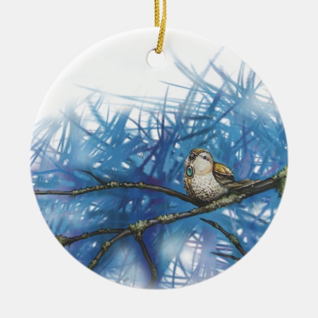 warlike bird ceramic tree decoration (Front)