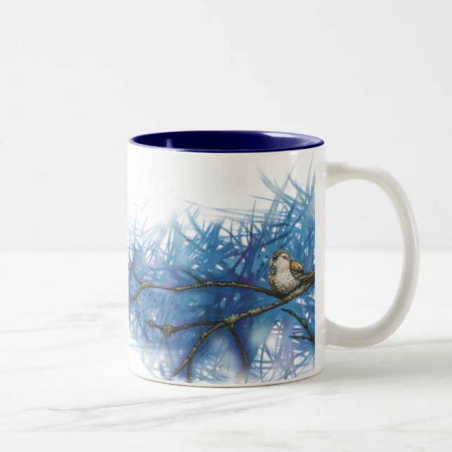 warlike bird Two-Tone coffee mug (Right)