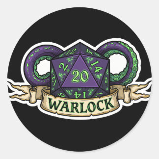 Warlock D20 Class Crest Sticker - Funny D&D Warloc