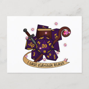 Warlock Dice Design Announcement Postcard