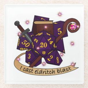 Warlock Dice Design Glass Coaster
