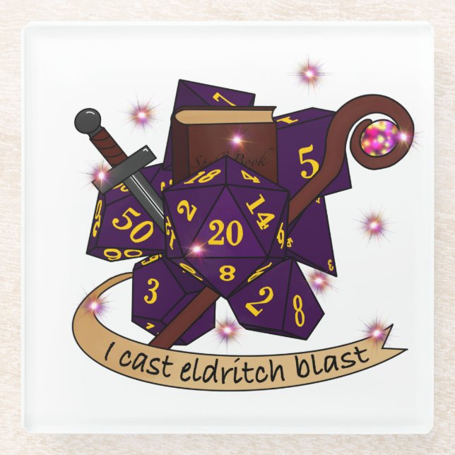 Warlock Dice Design Glass Coaster (Front)