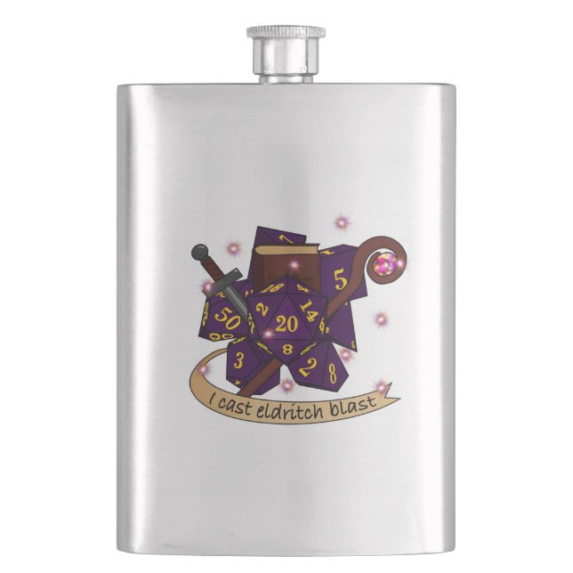 Warlock Dice Design Hip Flask (Front)