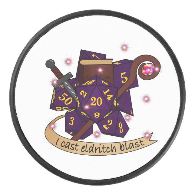 Warlock Dice Design Hockey Puck (Front)