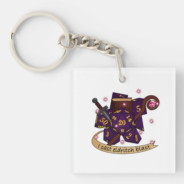 Warlock Dice Design Key Ring (Front)