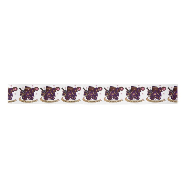 Warlock Dice Design Satin Ribbon (Front)