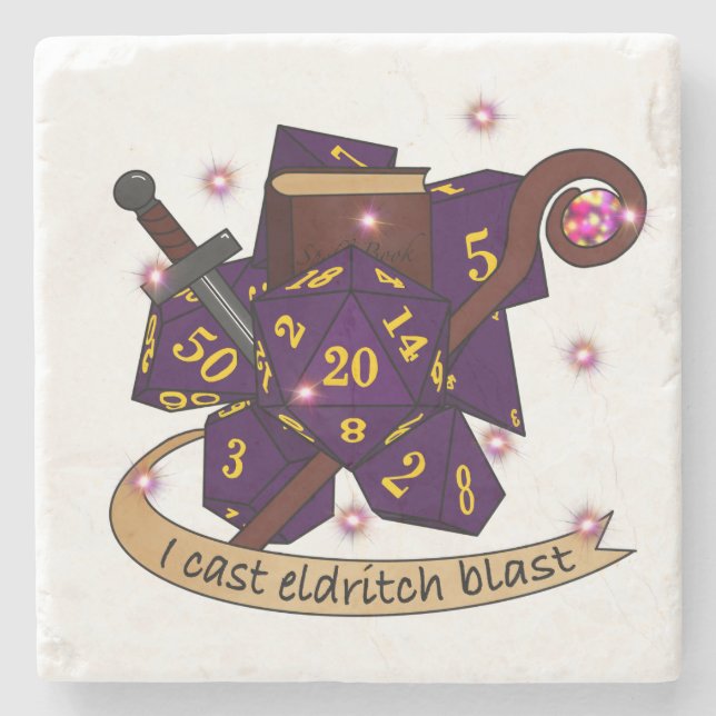 Warlock Dice Design Stone Coaster (Front)
