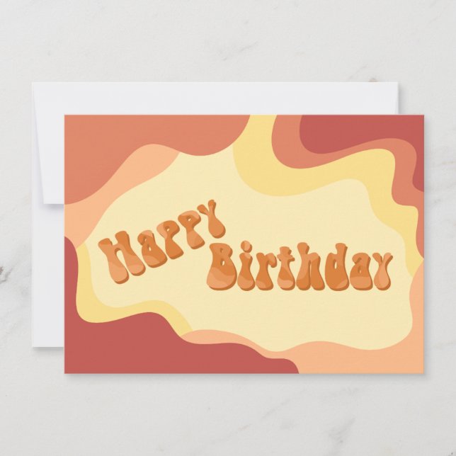 Warm 70s wavy birthday card (Front)