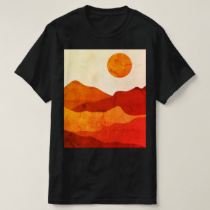 Warm Abstract Boho Desert Mountains Landscape T-Shirt