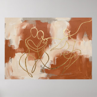 Warm Abstract Figure Line Poster