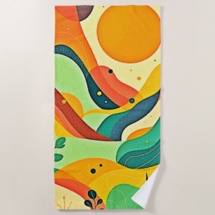 Warm Abstract Flow Beach Towel