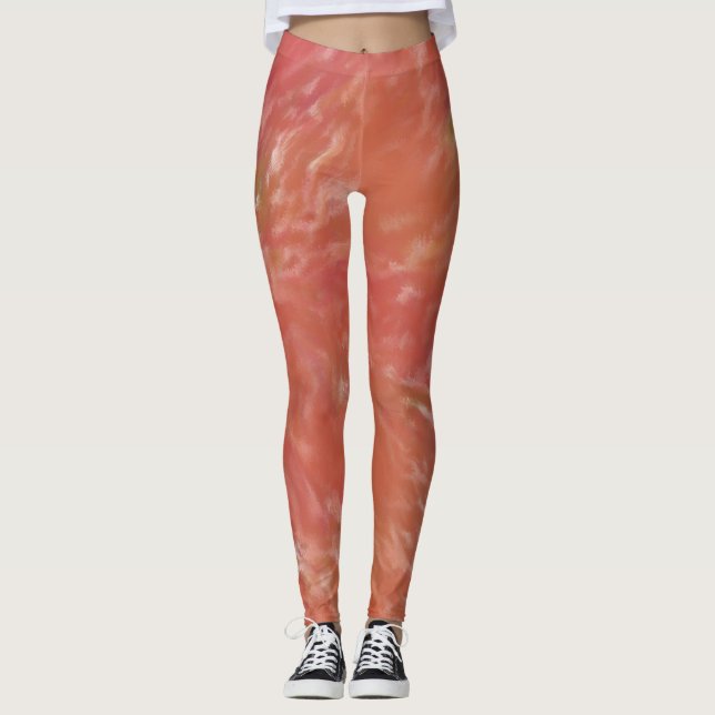 Warm Abstract Red Orange Art Print  Leggings (Front)