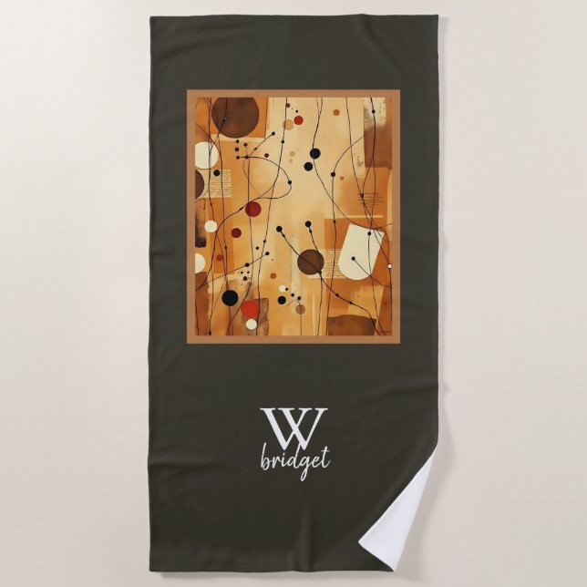 Warm Abstract Watercolor Flow Beach Towel (Front)