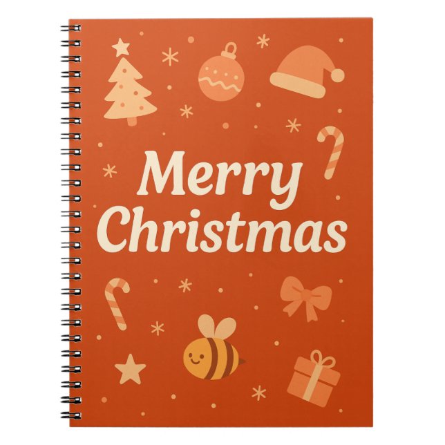Warm Aesthetic Christmas Art – Cute Festive Icons  Notebook (Front)