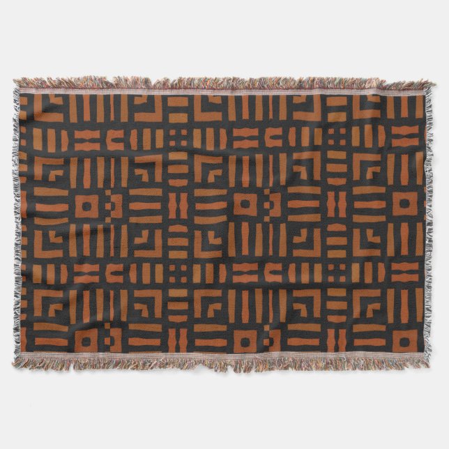 Warm African Geometric Tribal Design Throw Blanket (Front)