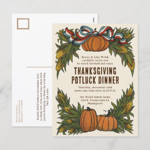 Warm Americana Harvest Thanksgiving Holiday Postcard