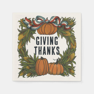 Warm Americana Harvest Thanksgiving  Napkin