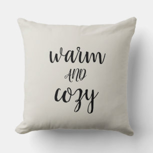 Warm and Cosy Christmas Black Script Cushion