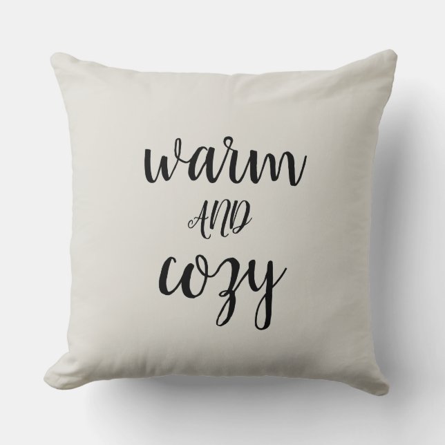 Warm and Cosy Christmas Black Script Cushion (Front)