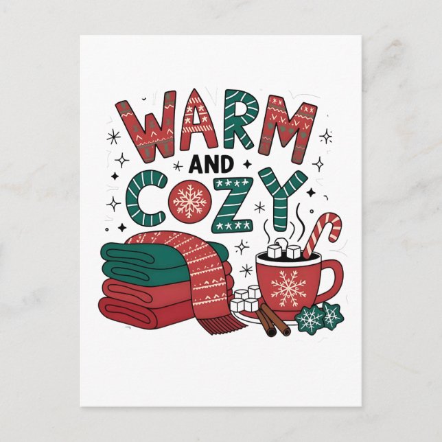 Warm And Cosy Christmas Hot Cocoa Xmas  Invitation Postcard (Front)
