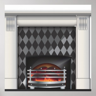 Warm and cosy Fireplace Poster